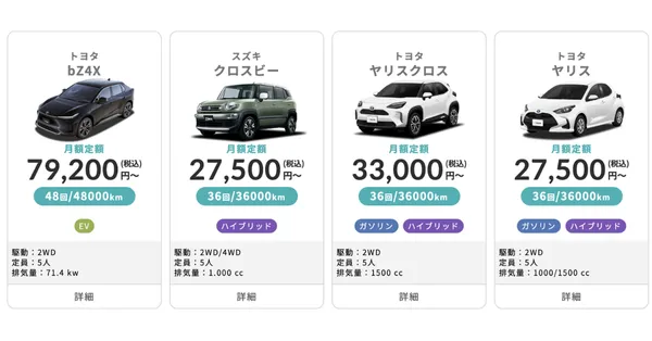 車種別料金比較