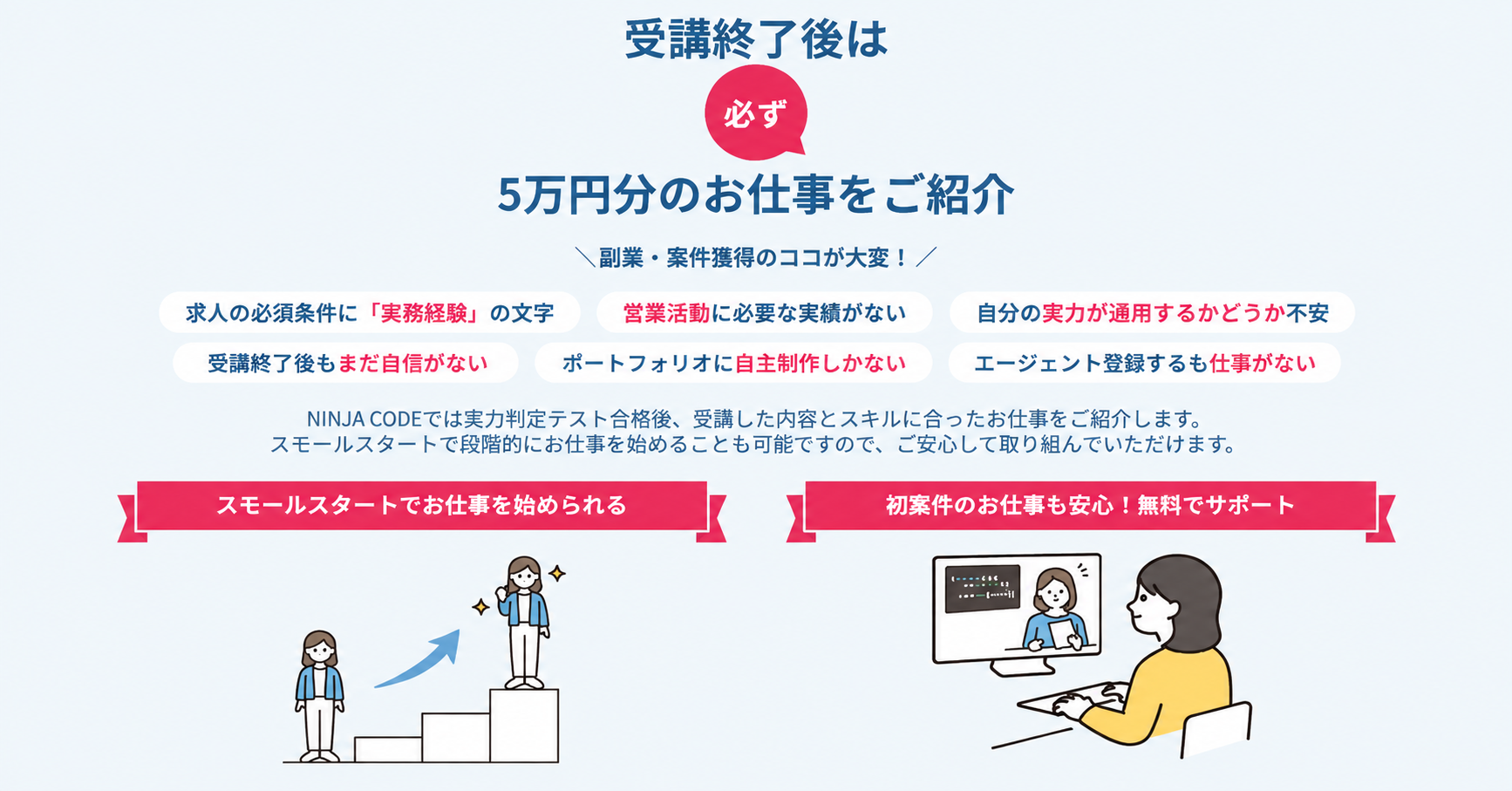 忍者CODE（WEBデザインスクール）_案件保証の画像